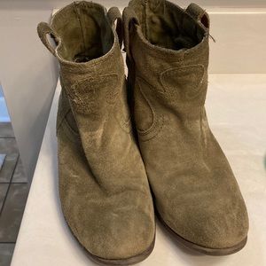 Lucky Brand Olive Suede Ankle Boots